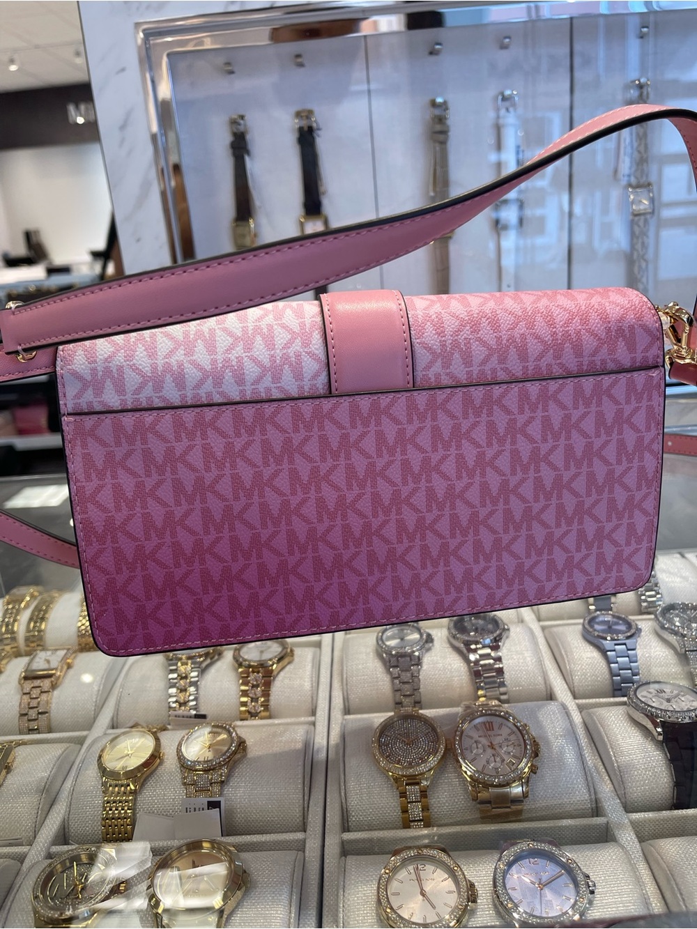 MICHAEL KORS Greenwich Medium Ombré Signature Logo Convertible Flap Shoulder Bag - Picture 12 of 16